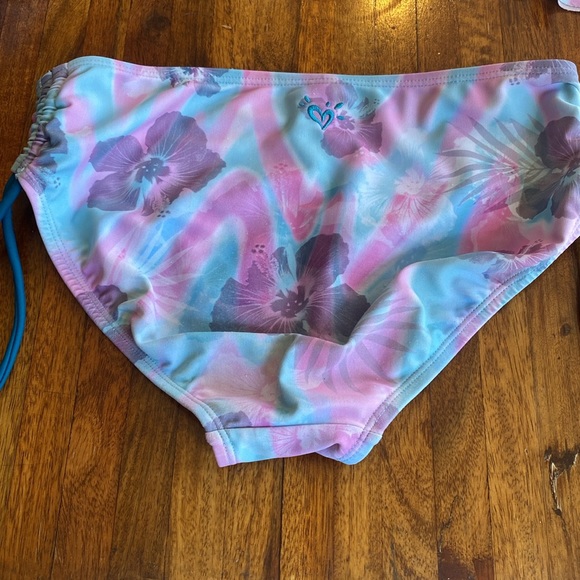 Justice Girls bikini pink and turquoise floral pattern size 12 - Picture 8 of 15